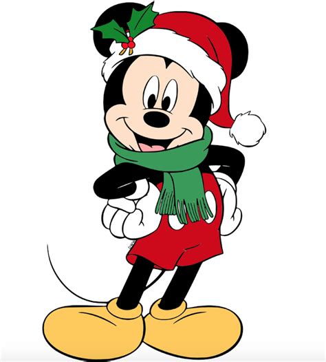 Mickey Mouse in a Santa Claus hat and scarf for Christmas | Disney characters christmas, Mickey ...