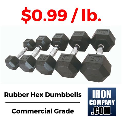 Rubber Hex Dumbbell Sets $0.99 per lb. -- Ironcompany (RUB-HEX)