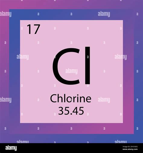 Cl Chlorine Chemical Element Periodic Table. Single element vector illustration, Halogens ...