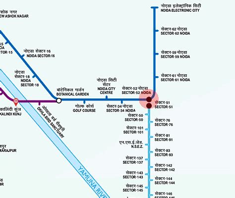 Noida Sector 52 station map - Delhi Metro