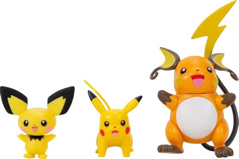 POKEMON Select Evolution 3 Pack - Features 2-Inch Pichu and Pikachu and 3-Inch Raichu Battle ...