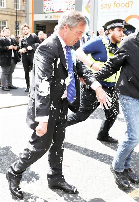 PsBattle: Nigel Farage getting hit with a milkshake : r/photoshopbattles