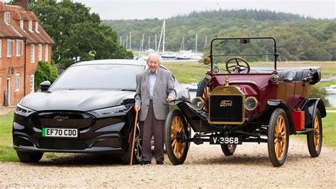 90 years after Ford Model T, 101-year-old British man drives Mustang Mach-E