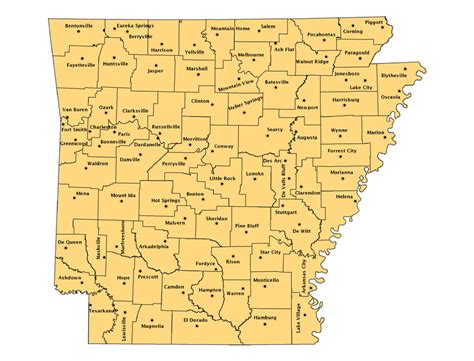 County Seats Map - Encyclopedia of Arkansas