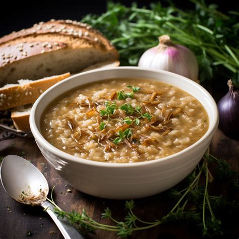 Caramelized Onion and Gaba Rice Soup - Sattvic Recipes