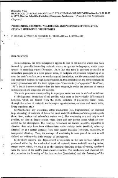 Pedogenesis chemical weathering and processes of formation of - IRD