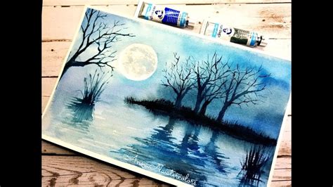 Easy Monochrome Landscape Watercolor Painting - watercolor for ...