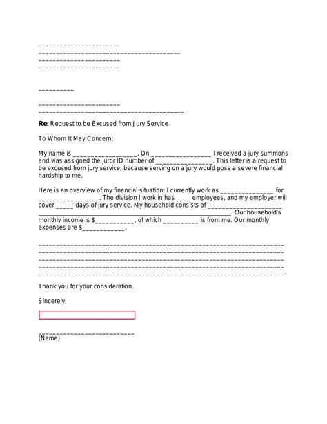 Free Jury Duty Financial Hardship Letter – Sample - PDF | Word – eForms