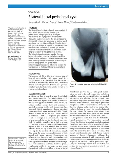 (PDF) Bilateral lateral periodontal cyst