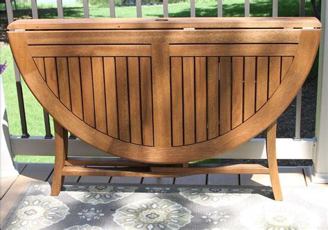 Outdoor Wood Dining Table Foldable 48 Inch Round Brown Folding Patio Furniture - Tables