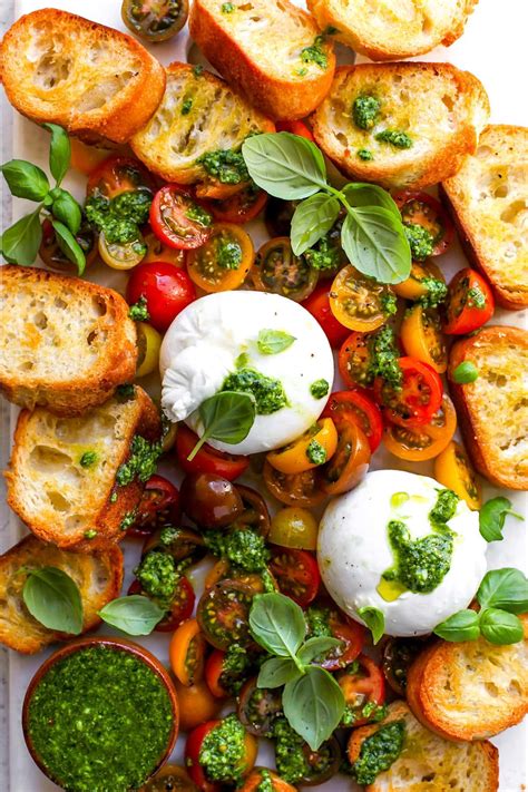 Burrata with Tomatoes & Pesto {Simple Appetizer} - Two Peas & Their Pod