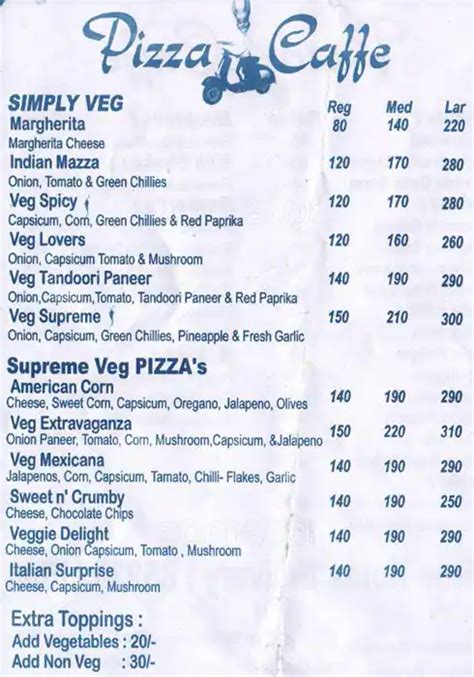 Pizza Cafe Menu, Menu for Pizza Cafe, Lingampally, Hyderabad - Zomato