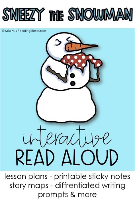 an interactive read aloud with snowman holding a carrot in its mouth ...