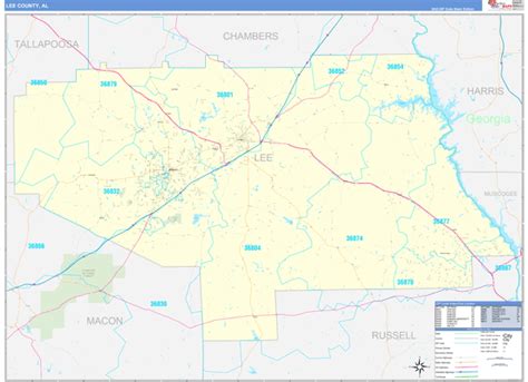 Wall Maps of Lee County Alabama - marketmaps.com