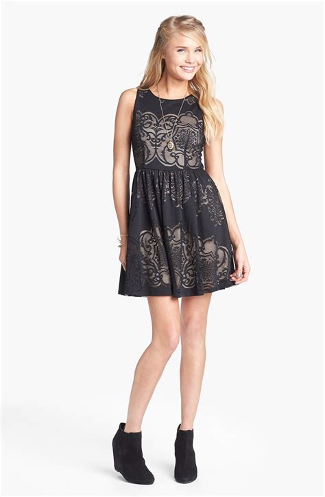 Lace Skater Dress (Juniors) | Nordstrom