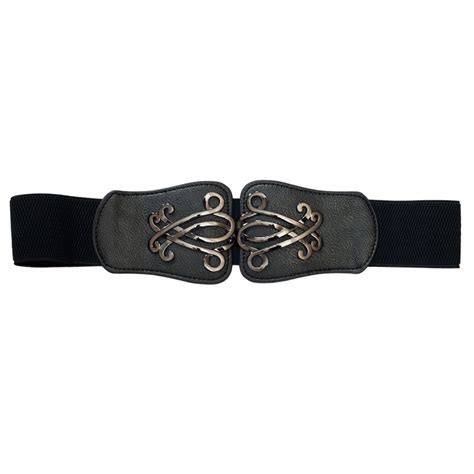 Plus Size Wide Elastic Cinch Fashion Belt Black | eVogues Apparel