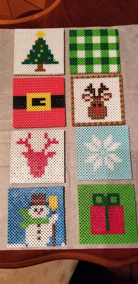 Christmas Coasters | Perler bead disney, Hama beads christmas, Diy perler bead crafts