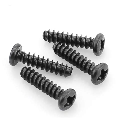 100PCS M1.2*3/4 Black Round Head Flat Tail Tapping Screw / Pan Head ...