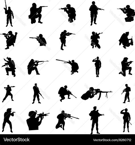 Military silhouette set Royalty Free Vector Image