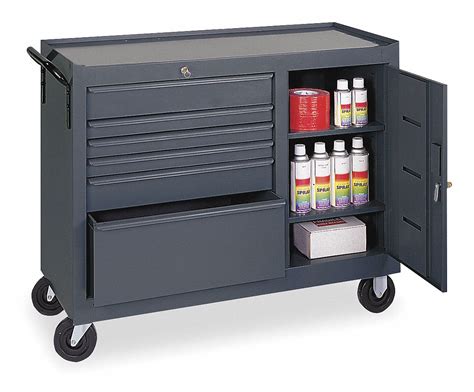 Mobile Cabinet Workbench, Steel, 18 in Depth, 33 1/2 in Height, 41 1/2 in Width - Grainger