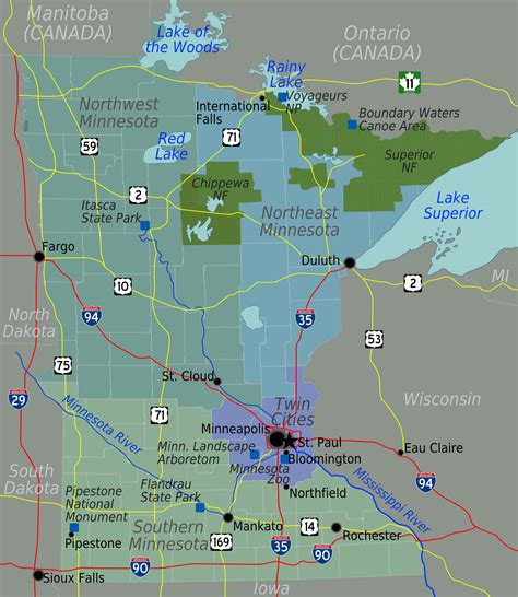 Minnesota Regions Map - MapSof.net