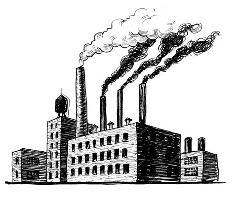 Premium Photo | A sketch of a factory with smoke coming out of the ...