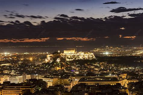 Acropolis Of Athens At Night Temple Historical Evening Photo Background ...