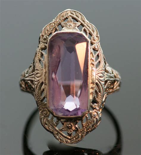 Antique Amethyst Ring-14k White Gold by SITFineJewelry on Etsy