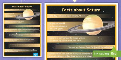 Facts about Saturn Poster For Kids (teacher made) - Twinkl