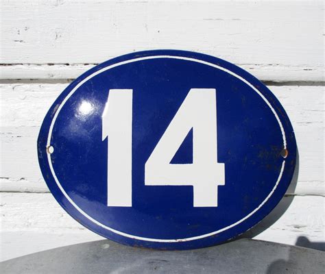 House Number Sign 14 Home Sign Enamel Sign Blue Door Sign - Etsy | House number sign, House ...