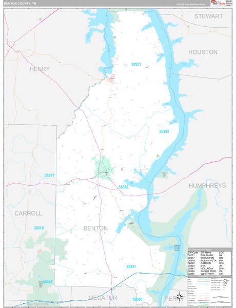 Benton County, TN Wall Map Premium Style by MarketMAPS - MapSales