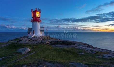 Lindesnes Lighthouse at Sunset Stock Image - Image of salmon, travel: 194219171