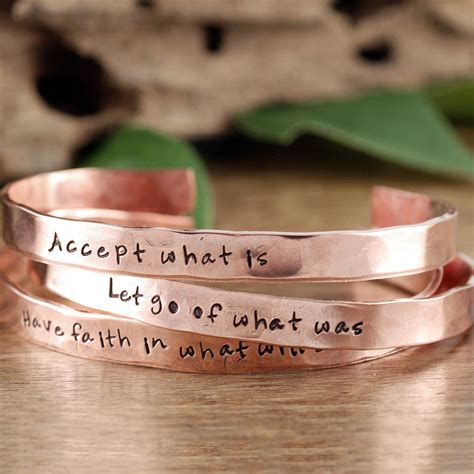 Inspirational Bracelet Hand Stamped Accept What Is Quote | Etsy | Metal stamped jewelry ...