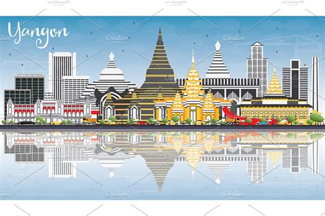 Yangon Skyline | Pre-Designed Illustrator Graphics ~ Creative Market