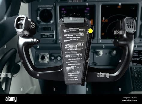 Steering wheel in a cockpit of aircraft Boeing 737-400 Stock Photo - Alamy