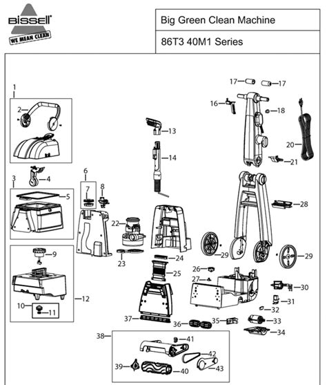 Bissell Big Green Clean Machine 86T3 Vacuum Parts