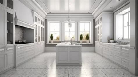 Classic White Kitchen Interior In 3d Rendering Background, Kitchen 3d, Kitchen Furniture, Luxury ...