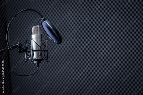 Professional Microphone in Recording Studio with blank copy space ...