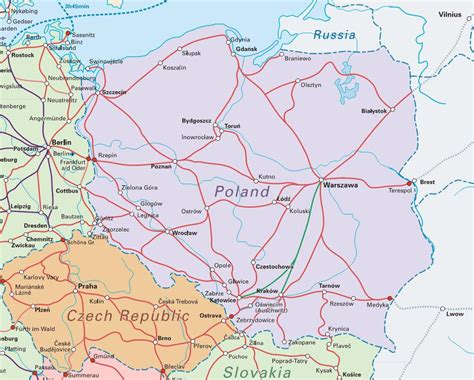 Poland train map - Map of Poland train (Eastern Europe - Europe)