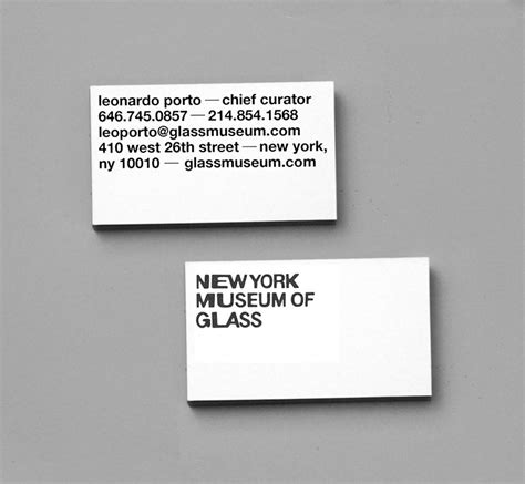 New York Museum of Glass | Business card design minimal, Business card branding, Business card ...