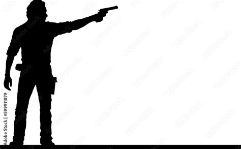 Silhouette vector image of man holding gun: A stylish and attention-grabbing design element ...