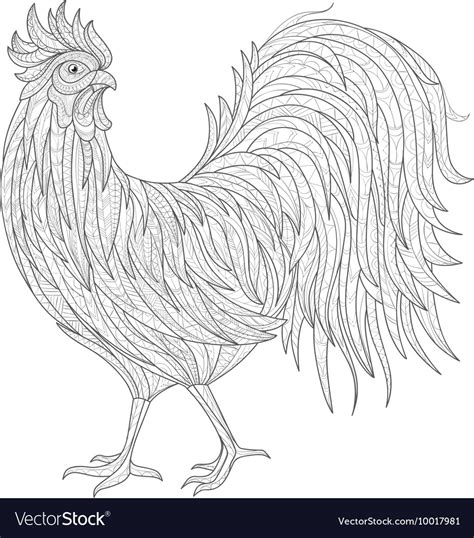 Hand drawn doodle outline rooster Royalty Free Vector Image