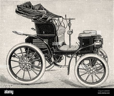 Electric automobile Richard. Old 19th century engraved illustration from La Nature 1899 Stock ...