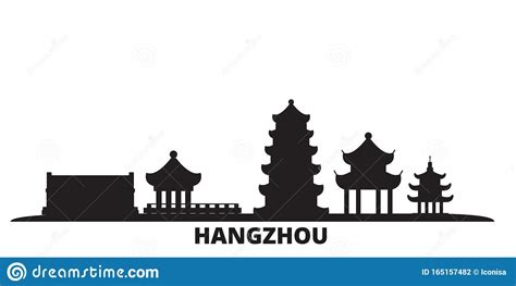 Hangzhou City Skyline Golden Silhouette. Vector Illustration ...