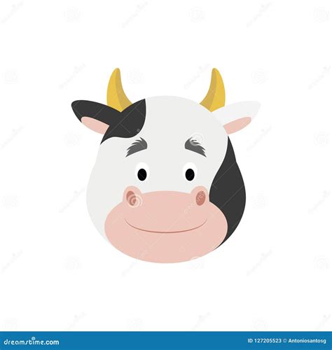 Cow Face in Cartoon Style for Children. Stock Vector - Illustration of ...