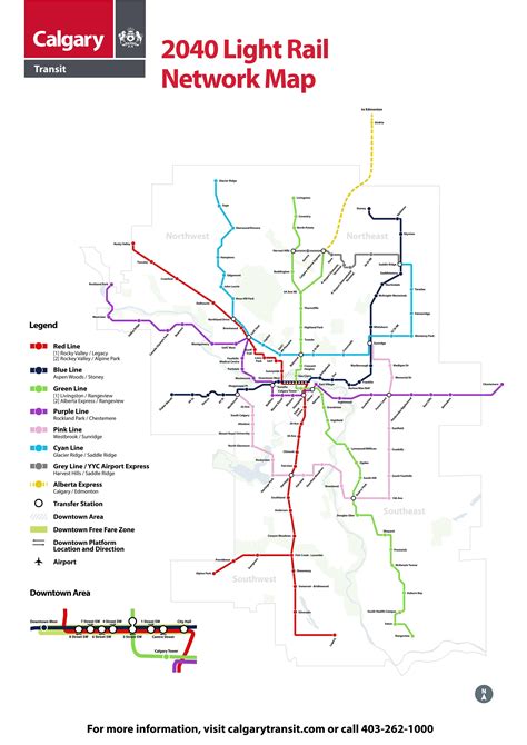 Calgary 2040 Light Rail Network Map with future and fictional expansions : r/TransitDiagrams