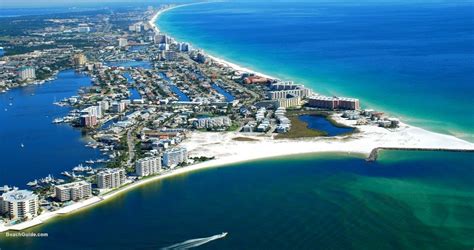 Aerial view of the East Pass, Destin Harbor and the Gulf of Mexico ...