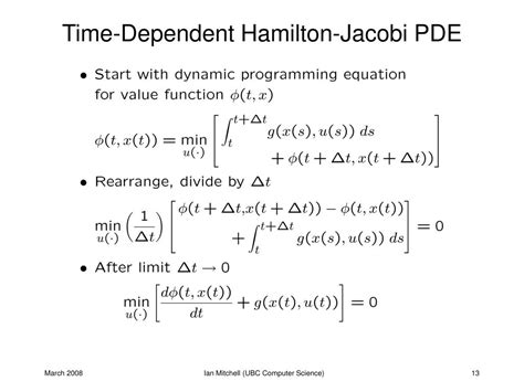 PPT - Hamilton-Jacobi Equations for Optimal Control and Reachability PowerPoint Presentation ...