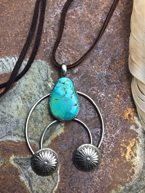 Sterling Naja pendant necklace with a beautiful turquoise stone with ...