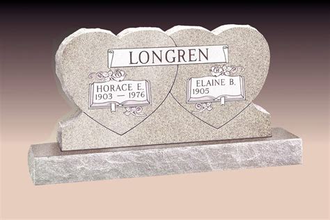 Longren Double Heart Upright Headstone - Worthington Monuments